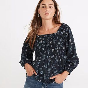 Madewell Lucie Smocked Peplum Top in Cottage Floral